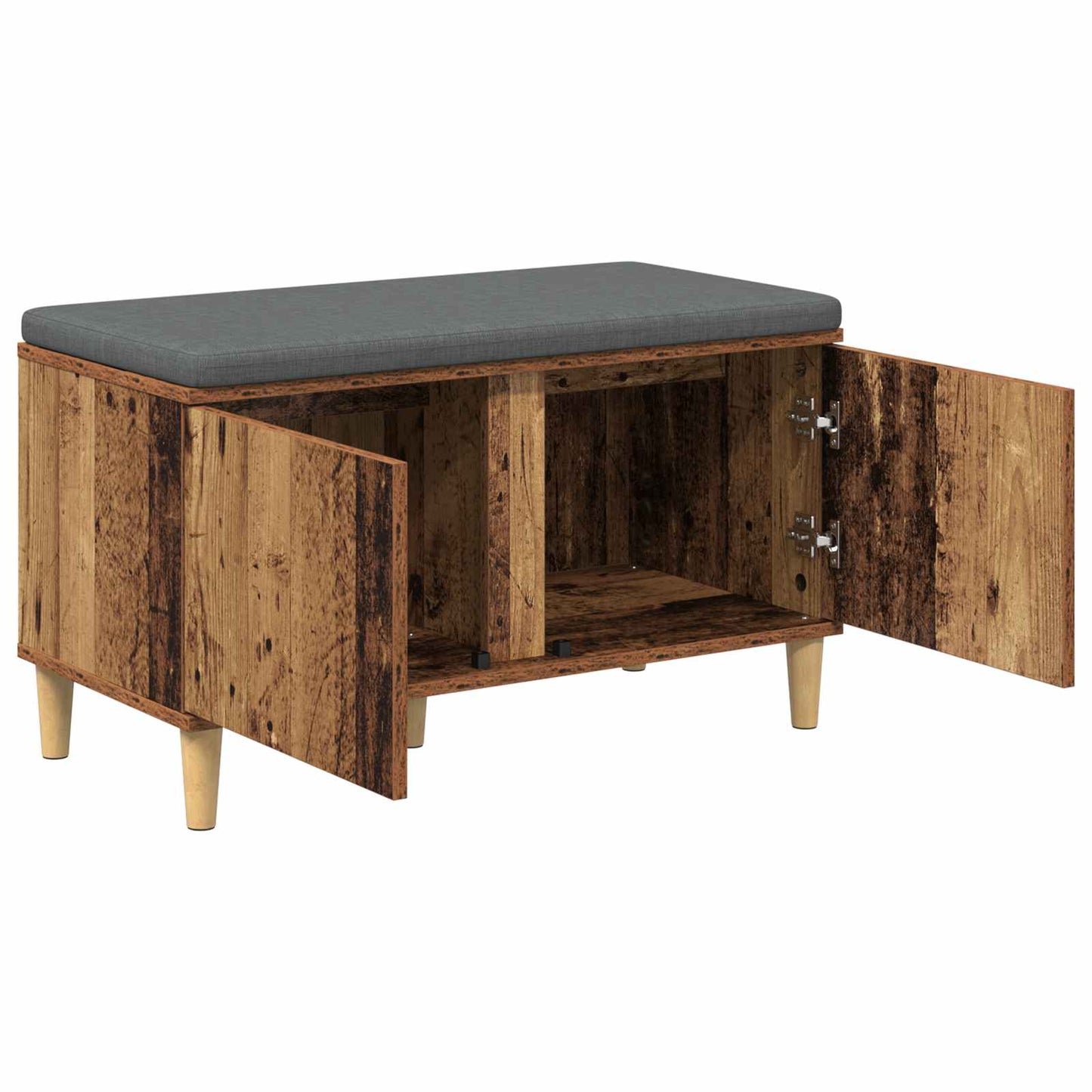 Hall Bench Old Wood 80 x 38 x 46 cm Engineered Wood and Fabric
