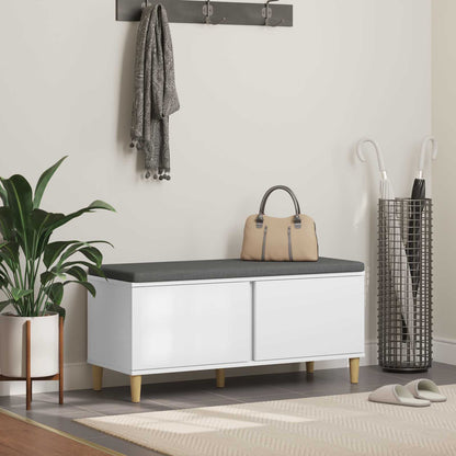 Hall Bench White 100 x 38 x 46 cm Engineered Wood and Fabric