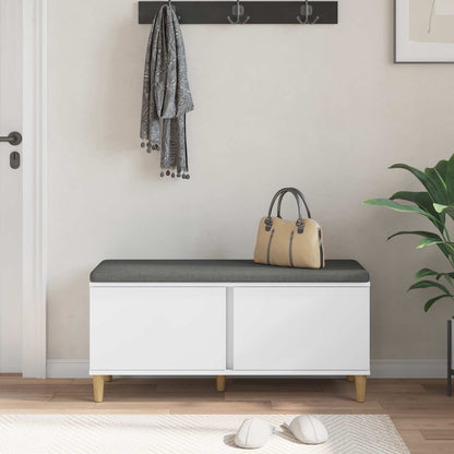 Hall Bench White 100 x 38 x 46 cm Engineered Wood and Fabric