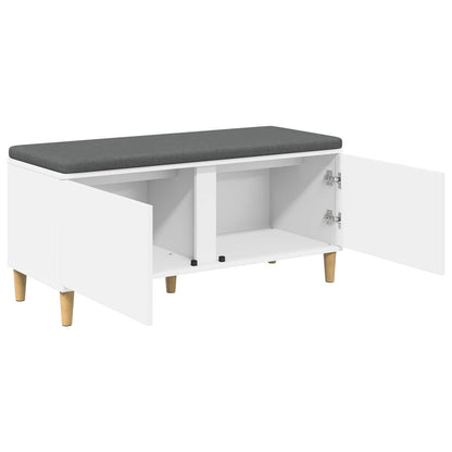 Hall Bench White 100 x 38 x 46 cm Engineered Wood and Fabric