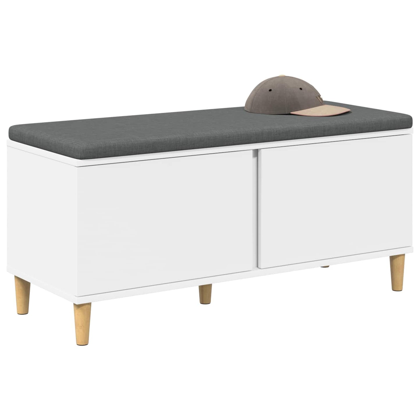 Hall Bench White 100 x 38 x 46 cm Engineered Wood and Fabric
