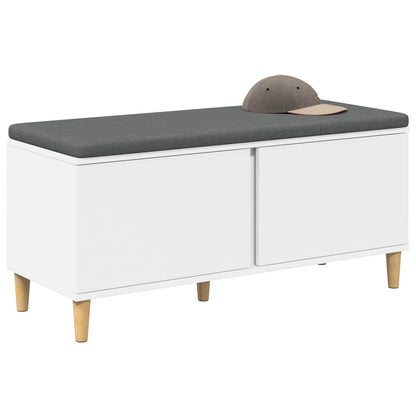 Hall Bench White 100 x 38 x 46 cm Engineered Wood and Fabric
