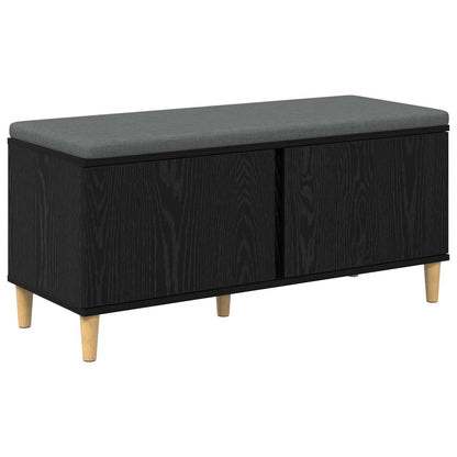 Hall Bench with Cushion with Storage Black Oak 100 x 38 x 46 cm