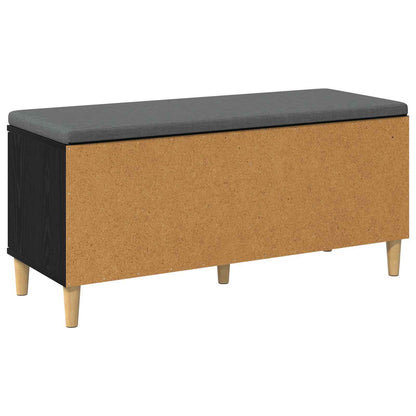 Hall Bench with Cushion with Storage Black Oak 100 x 38 x 46 cm