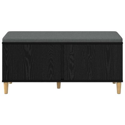 Hall Bench with Cushion with Storage Black Oak 100 x 38 x 46 cm