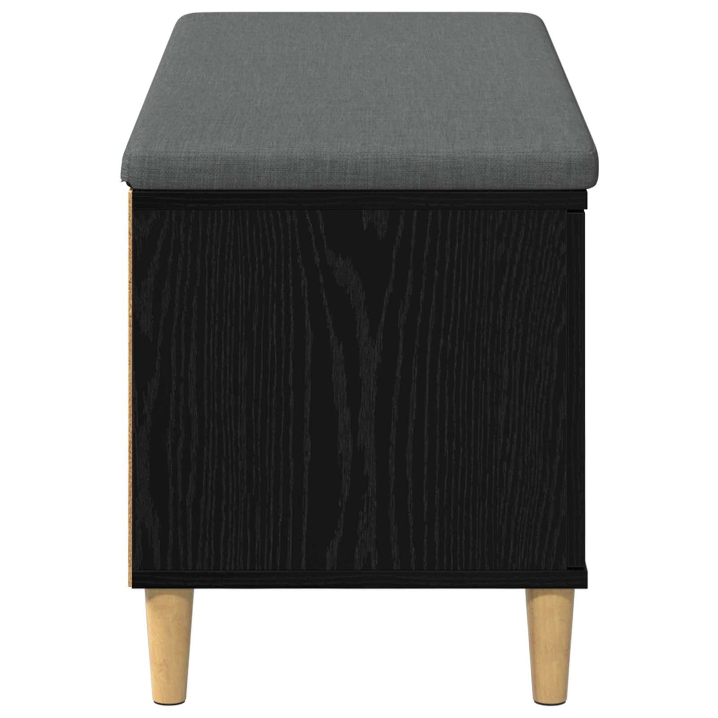 Hall Bench with Cushion with Storage Black Oak 100 x 38 x 46 cm
