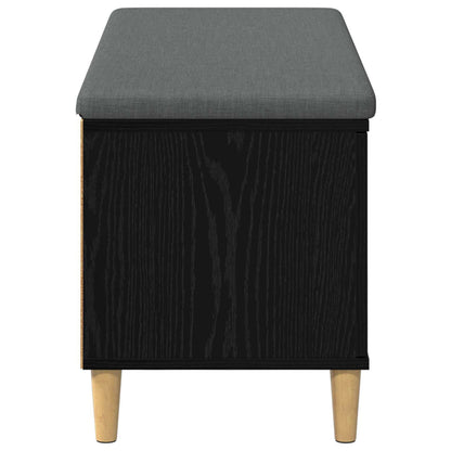Hall Bench with Cushion with Storage Black Oak 100 x 38 x 46 cm