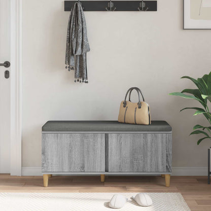 Hall Bench with Cushion with Door Grey Sonoma 100 x 38 x 46 cm