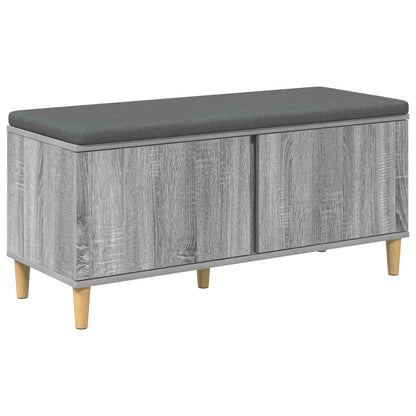 Hall Bench with Cushion with Door Grey Sonoma 100 x 38 x 46 cm
