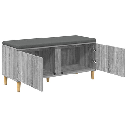Hall Bench with Cushion with Door Grey Sonoma 100 x 38 x 46 cm