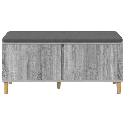 Hall Bench with Cushion with Door Grey Sonoma 100 x 38 x 46 cm