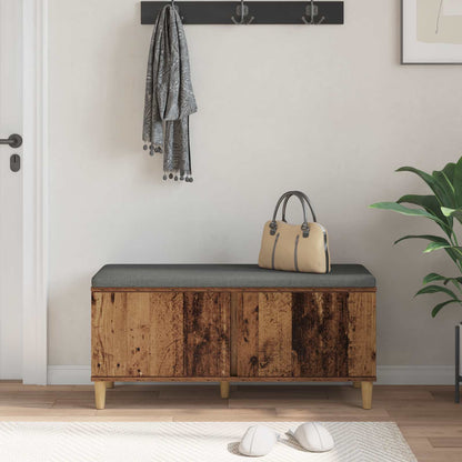 Hall Bench Old Wood 100 x 38 x 46 cm Engineered Wood and Fabric