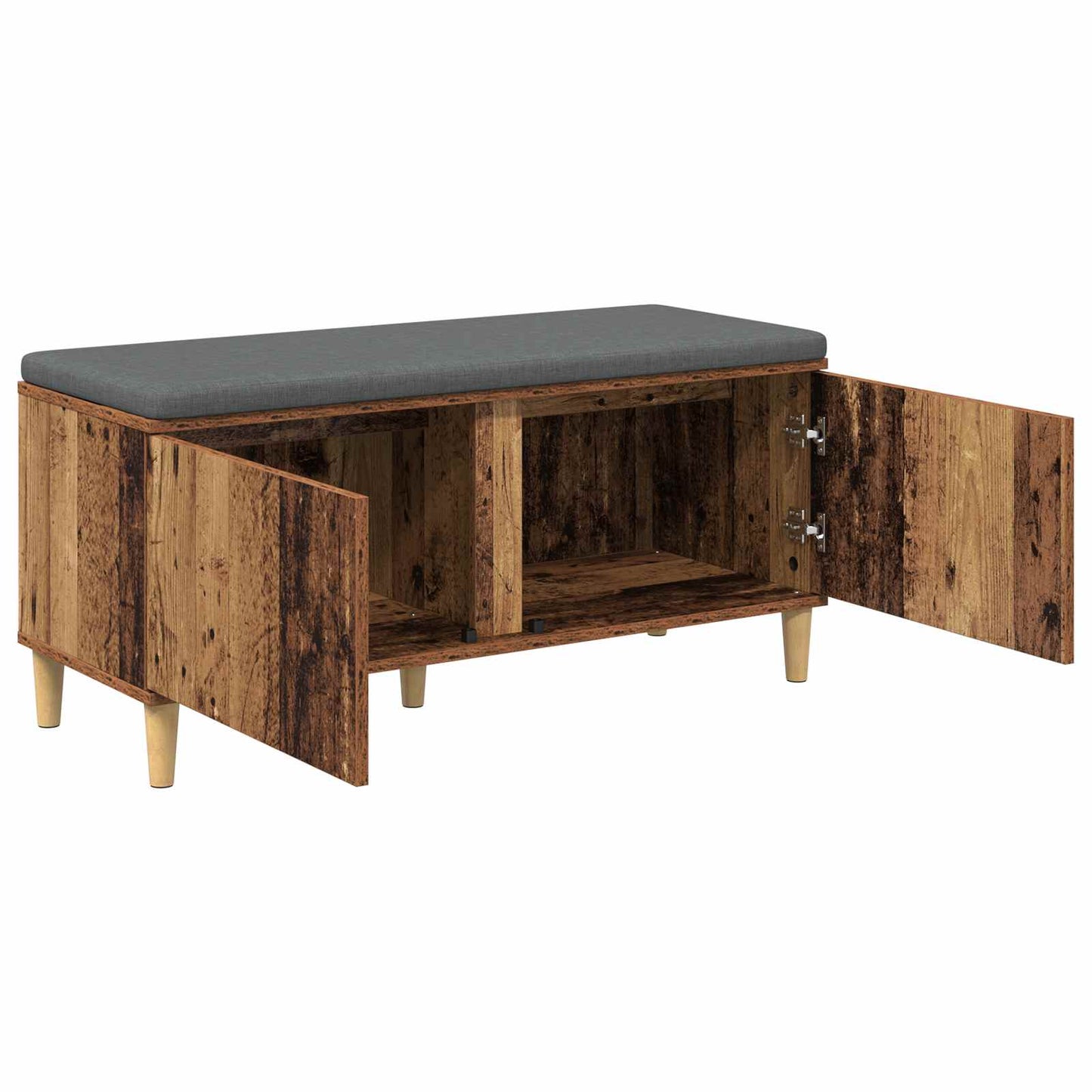 Hall Bench Old Wood 100 x 38 x 46 cm Engineered Wood and Fabric