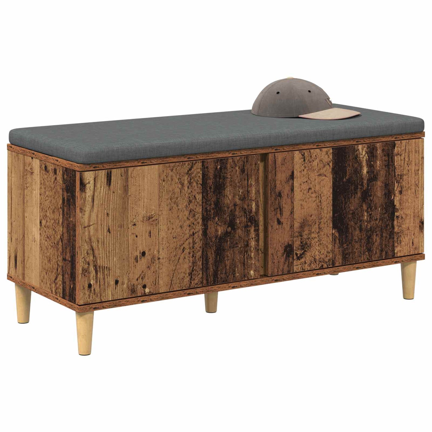 Hall Bench Old Wood 100 x 38 x 46 cm Engineered Wood and Fabric