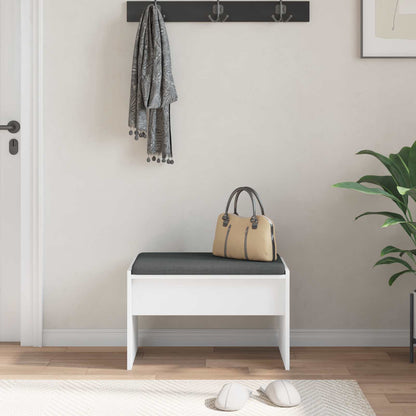 Hall Bench with Cushion White 63 x 38 x 40 cm