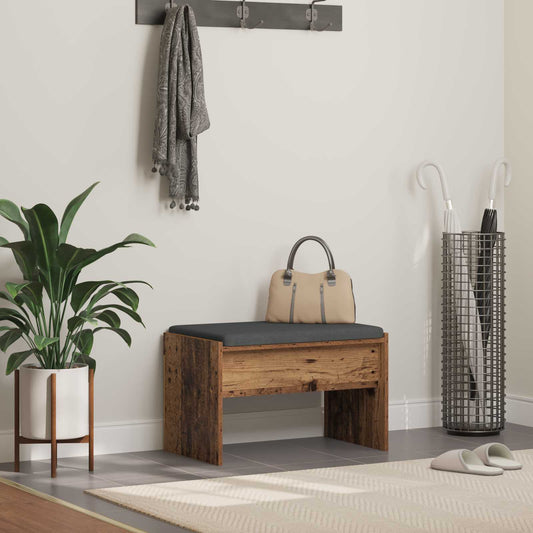 Hall Bench with Cushion Old Wood 63 x 38 x 40 cm