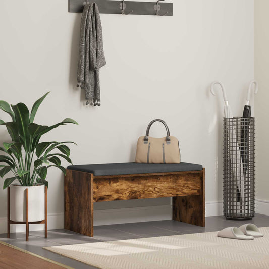 Hall Bench with Cushion Smoked Oak 83 x 38 x 40 cm