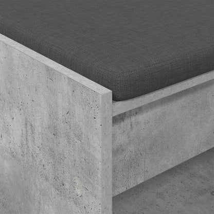 Hall Bench with Cushion Concrete Grey 63 x 38 x 45 cm