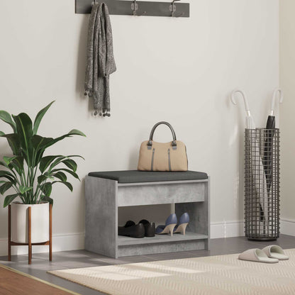 Hall Bench with Cushion Concrete Grey 63 x 38 x 45 cm