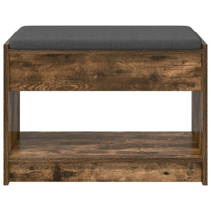 Hall Bench with Cushion with Shelf Smoked Oak 63 x 38 x 45 cm