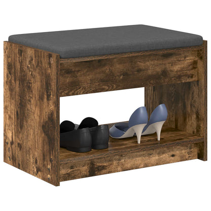 Hall Bench with Cushion with Shelf Smoked Oak 63 x 38 x 45 cm