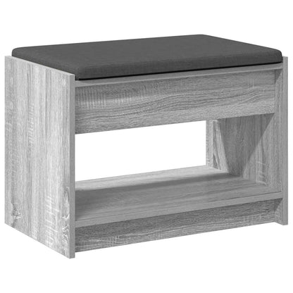 Hall Bench with Cushion with Shelf Grey Sonoma 63 x 38 x 45 cm
