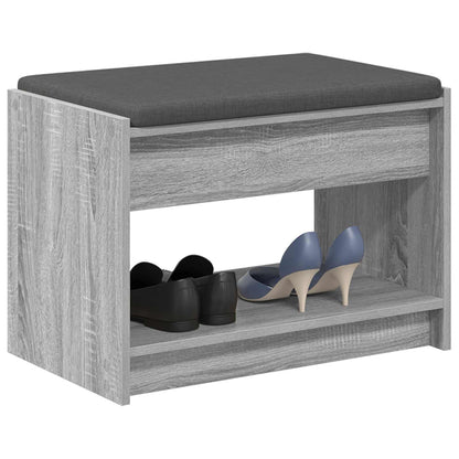 Hall Bench with Cushion with Shelf Grey Sonoma 63 x 38 x 45 cm