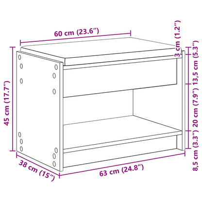 Hall Bench with Cushion with Shelf Grey Sonoma 63 x 38 x 45 cm