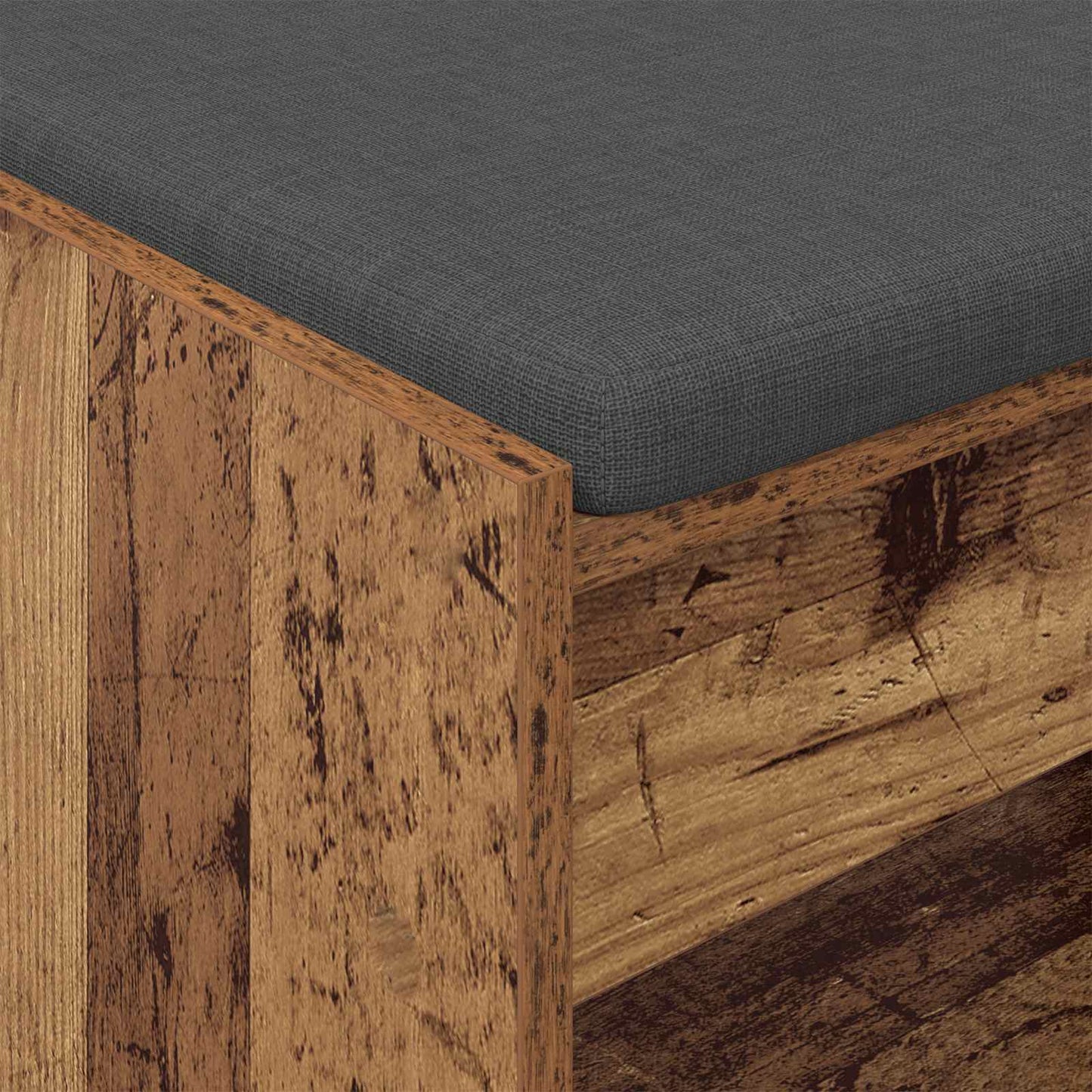 Hall Bench Old Wood 63 x 38 x 45 cm Engineered Wood and Fabric