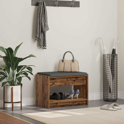 Hall Bench Old Wood 63 x 38 x 45 cm Engineered Wood and Fabric