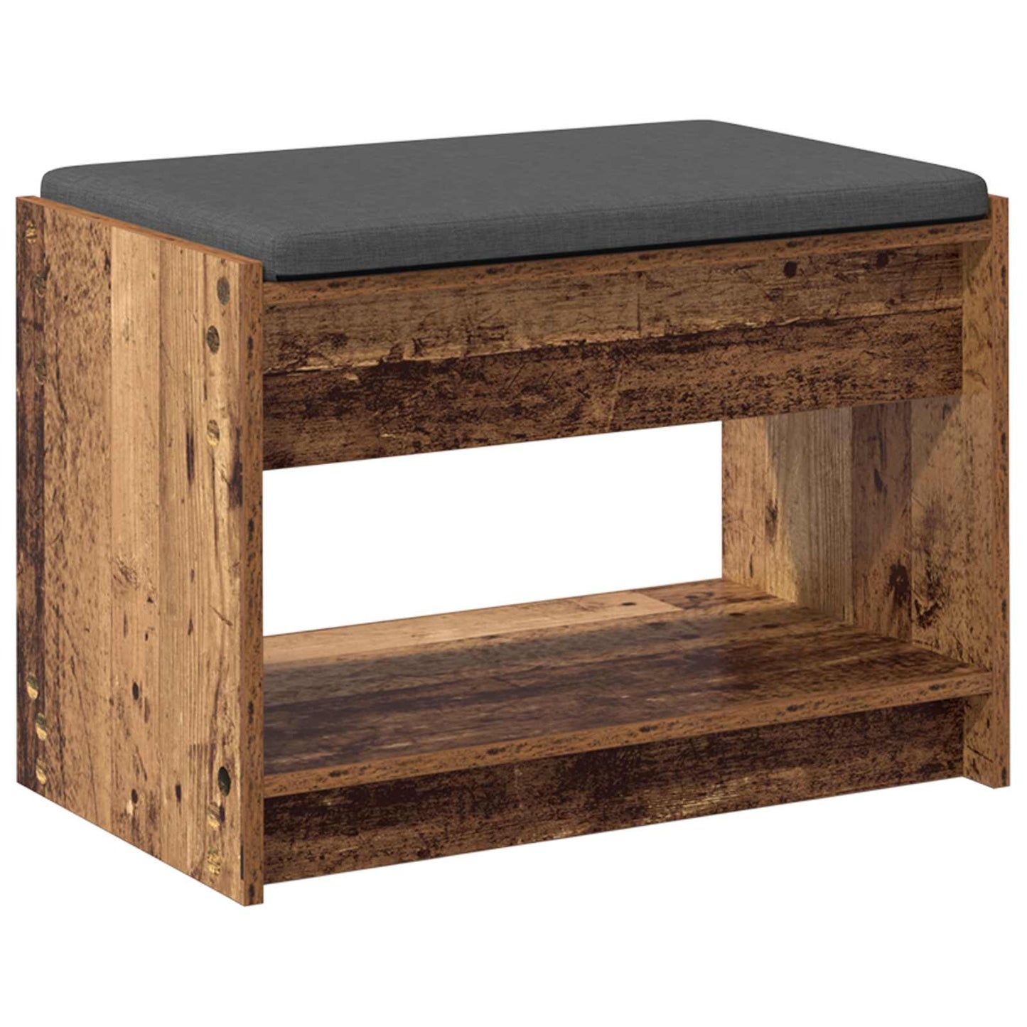 Hall Bench Old Wood 63 x 38 x 45 cm Engineered Wood and Fabric