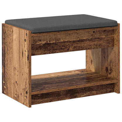 Hall Bench Old Wood 63 x 38 x 45 cm Engineered Wood and Fabric