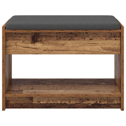 Hall Bench Old Wood 63 x 38 x 45 cm Engineered Wood and Fabric
