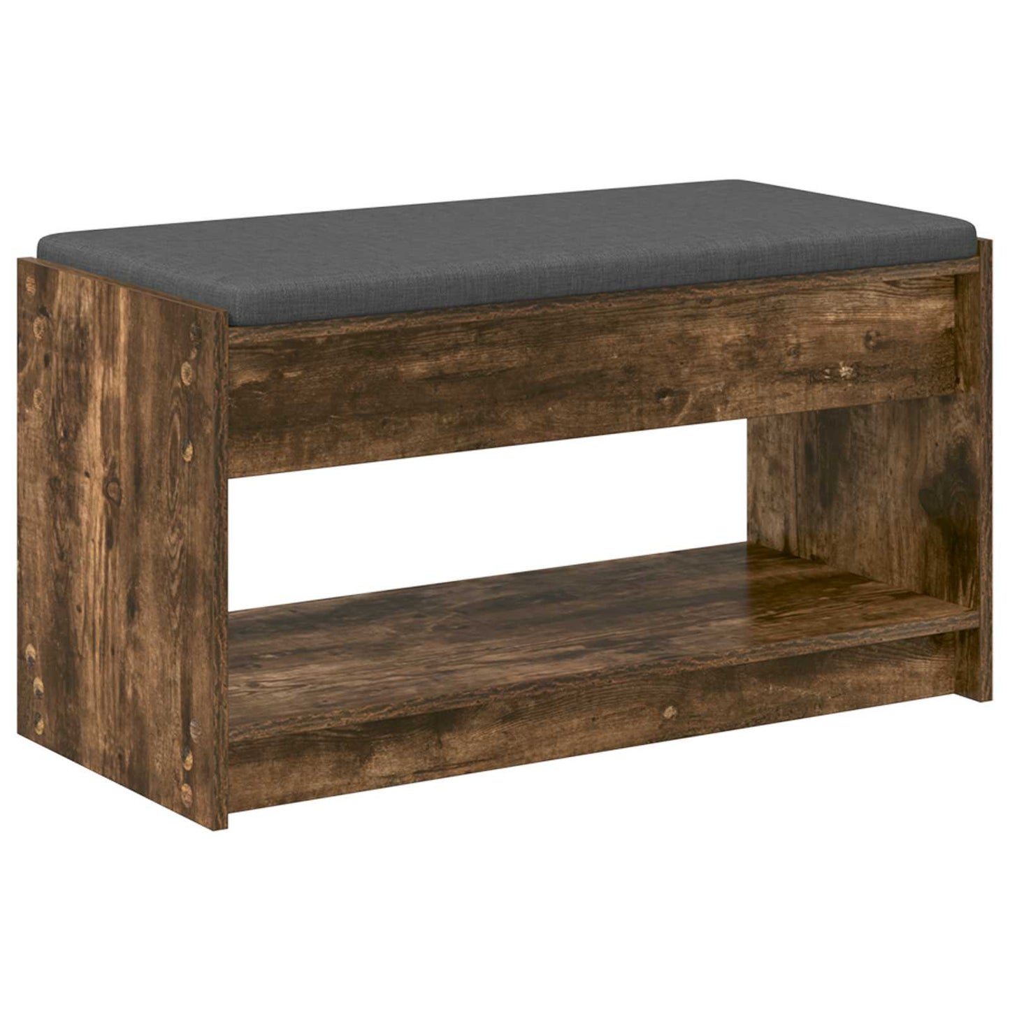 Hall Bench with Cushion with Shelf Smoked Oak 83 x 38 x 45 cm