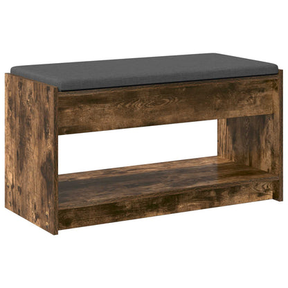 Hall Bench with Cushion with Shelf Smoked Oak 83 x 38 x 45 cm