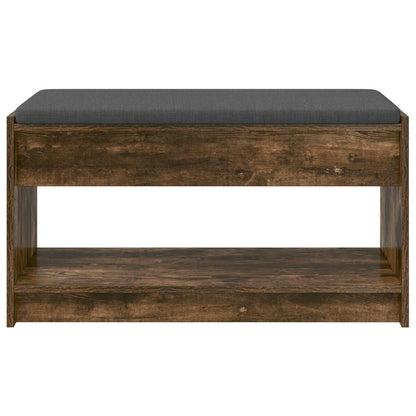 Hall Bench with Cushion with Shelf Smoked Oak 83 x 38 x 45 cm