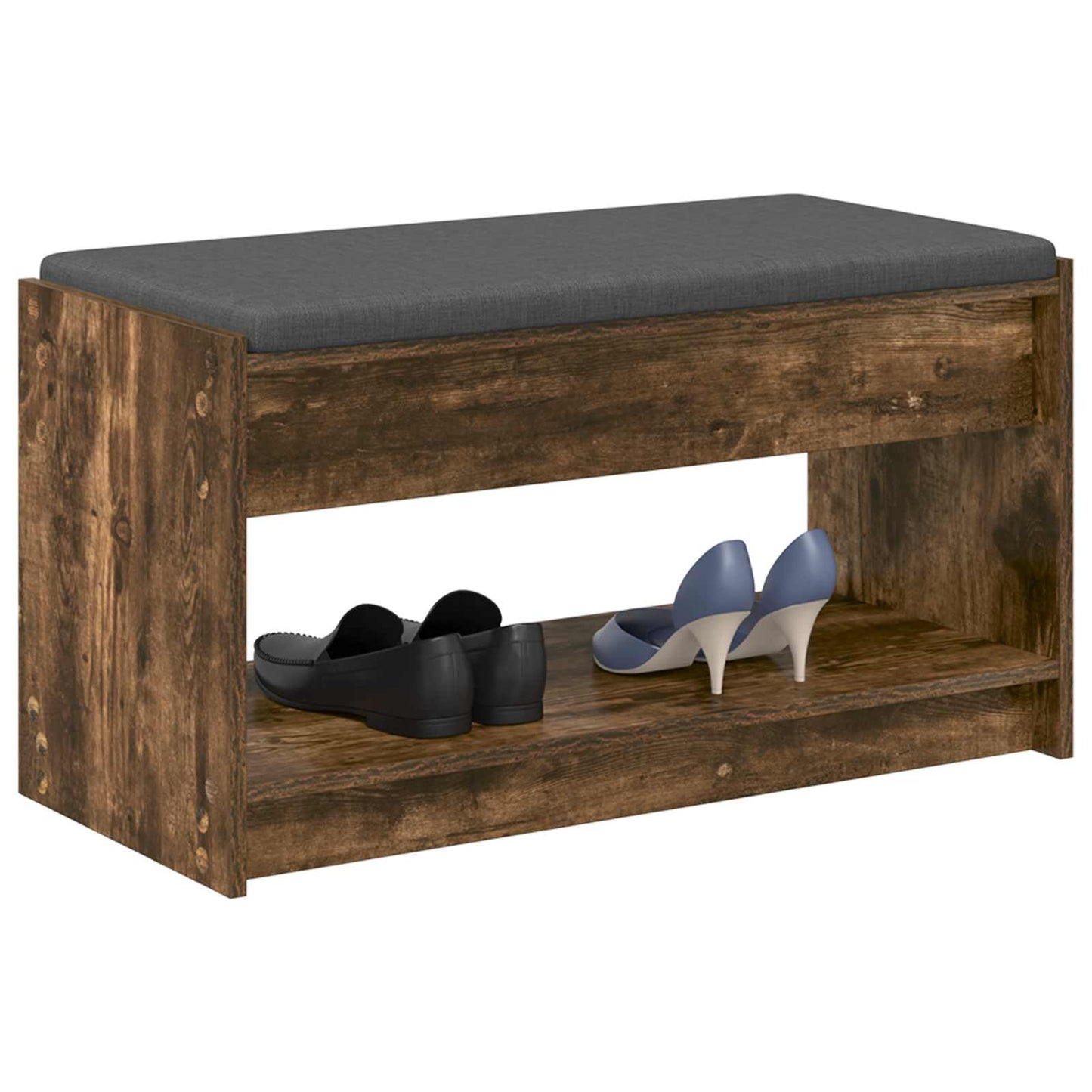 Hall Bench with Cushion with Shelf Smoked Oak 83 x 38 x 45 cm