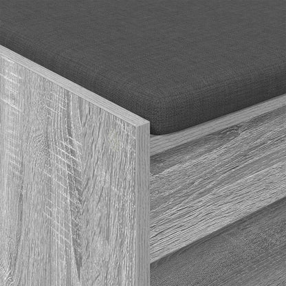 Hall Bench with Cushion with Shelf Grey Sonoma 83 x 38 x 45 cm