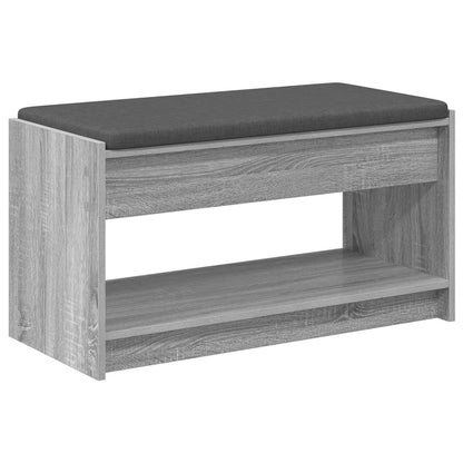 Hall Bench with Cushion with Shelf Grey Sonoma 83 x 38 x 45 cm