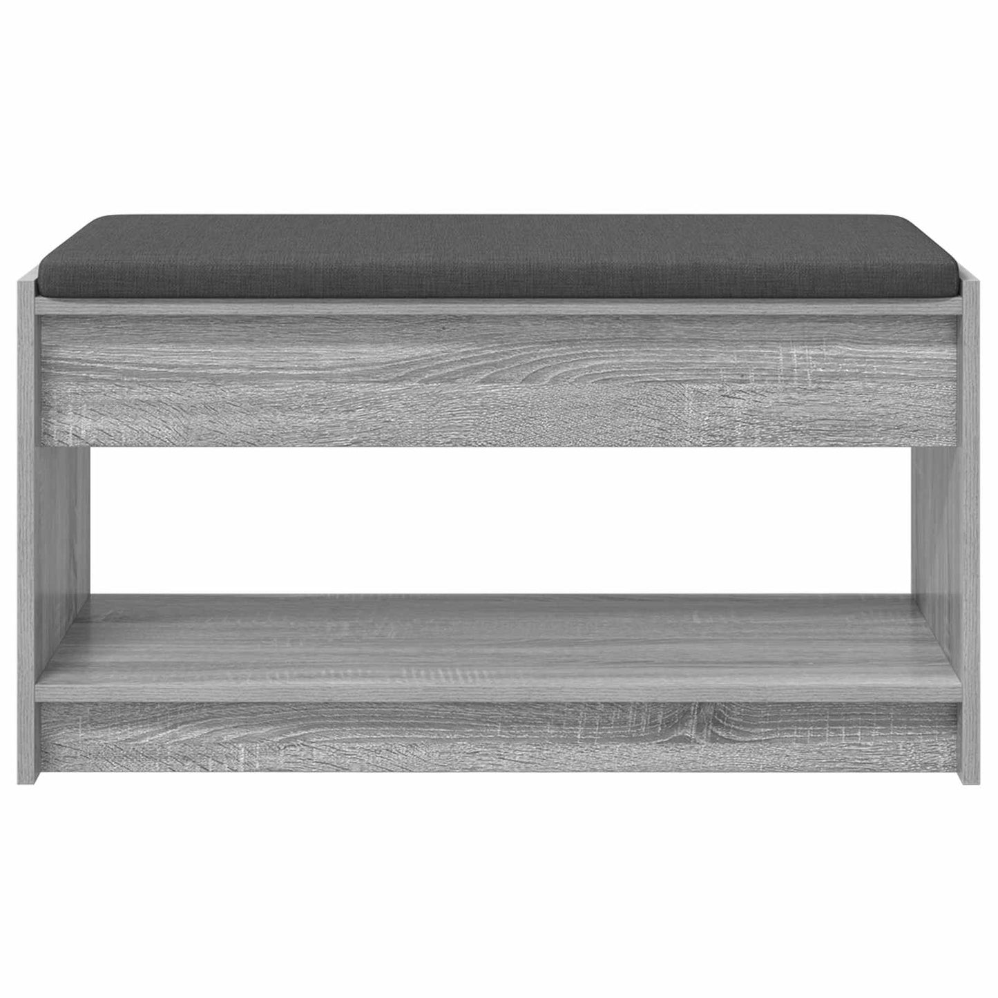 Hall Bench with Cushion with Shelf Grey Sonoma 83 x 38 x 45 cm