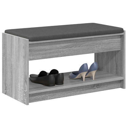 Hall Bench with Cushion with Shelf Grey Sonoma 83 x 38 x 45 cm