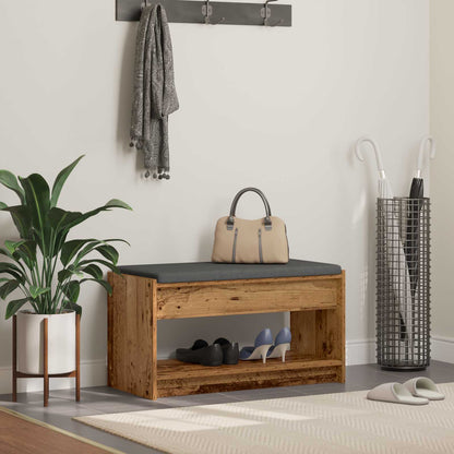 Hall Bench Old Wood 83 x 38 x 45 cm Engineered Wood and Fabric