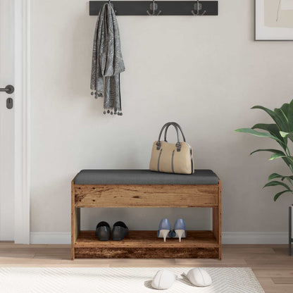 Hall Bench Old Wood 83 x 38 x 45 cm Engineered Wood and Fabric