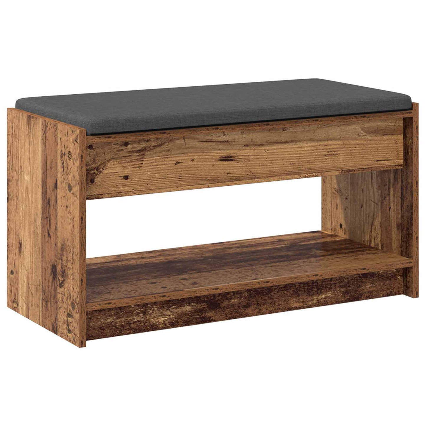 Hall Bench Old Wood 83 x 38 x 45 cm Engineered Wood and Fabric