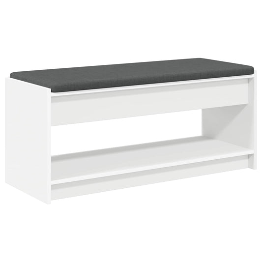 Hall Bench White 103 x 38 x 45 cm Engineered Wood and Fabric