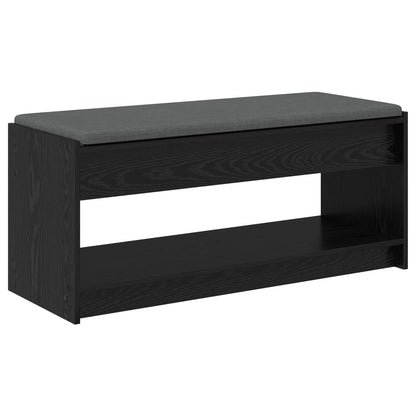Hall Bench with Cushion with Shelf Black Oak 103 x 38 x 45 cm