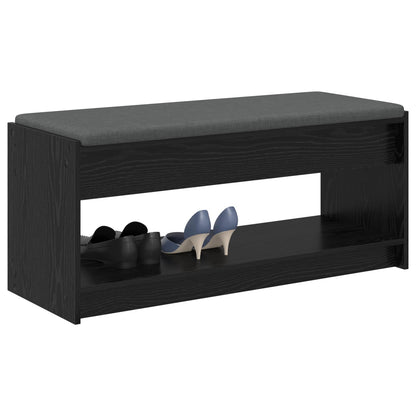 Hall Bench with Cushion with Shelf Black Oak 103 x 38 x 45 cm