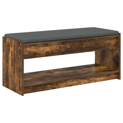 Hall Bench with Cushion with Shelf Smoked Oak 103 x 38 x 45 cm
