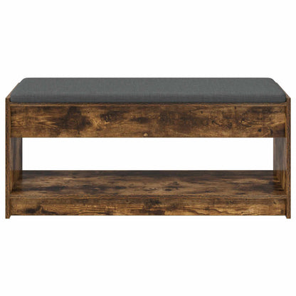Hall Bench with Cushion with Shelf Smoked Oak 103 x 38 x 45 cm