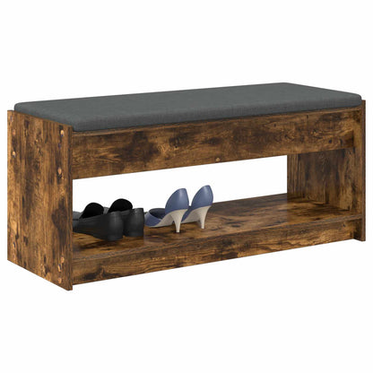 Hall Bench with Cushion with Shelf Smoked Oak 103 x 38 x 45 cm